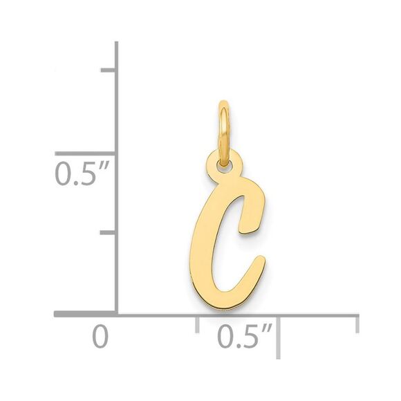 Kazi Luxury 14k Yellow Gold Small Script Letter C Initial Charm - Picture 4 of 4